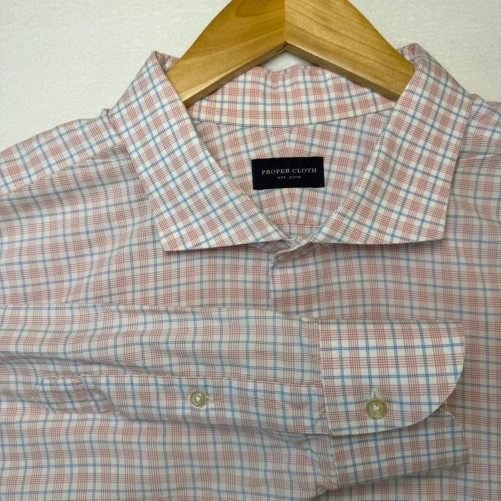 Proper Cloth Mens Long Sleeve Red Blue Check Cotton Button Down Shirt 19.5 3X